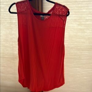 Red Sleeveless Lace Top